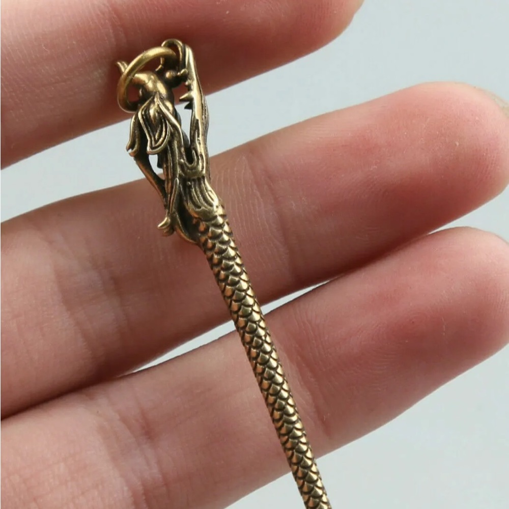 Vintage brass dragon snuff spoon - Picture 4 of 7